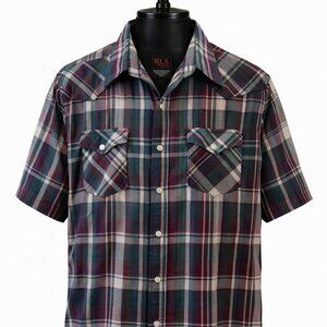 Plains Western Wear Plaid Men’s Casual Button-Down Shirt – Size XL